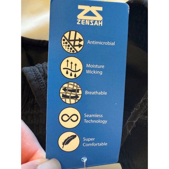 Zensah Seamless Sport Bra Size S/M Black 32 ABC - 34AB Smocked Stretch NWT $48 - Picture 7 of 8